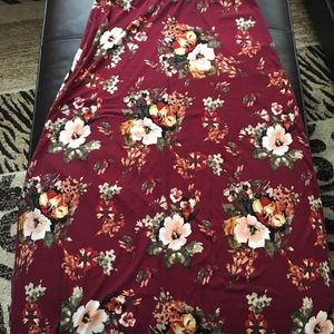 Burgundy flowered maxi skirt - fashionably modest